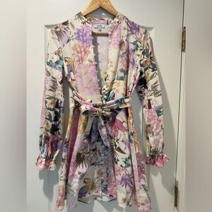 Fate Floral Button-Front Long Sleeve Dress - Pastel Multi